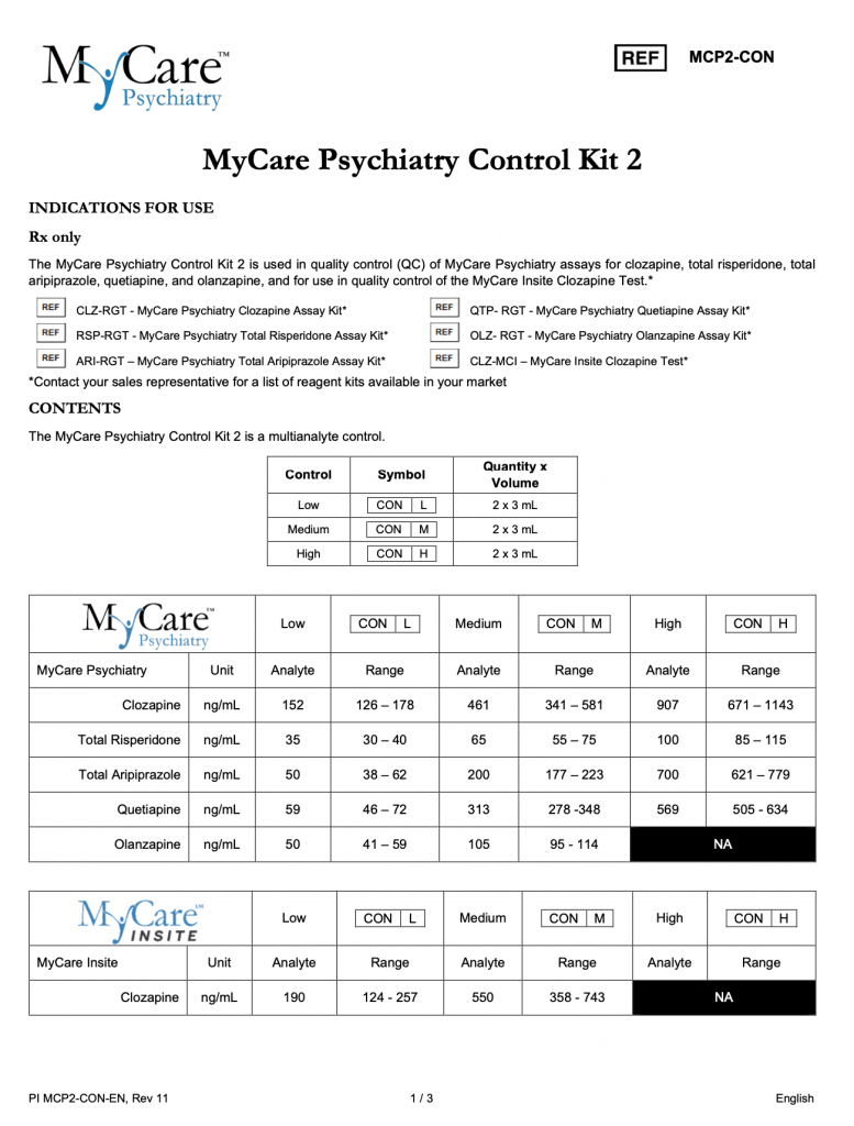 Product Catalog & Documents MyCare Tests USA